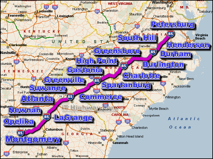 interstate 85 traffic map